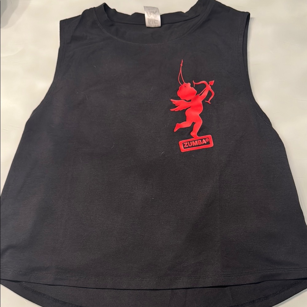 Zumba Fitness Black Tank with Red Cupid Design
